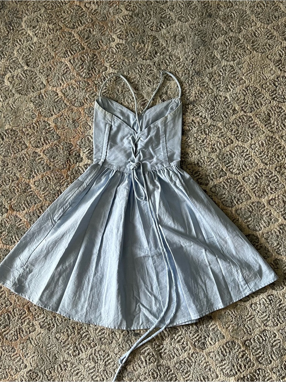American Apparel Vintage Light Blue Spaghetti Strap Fit-and-Flare Dress - Picture 2 of 3